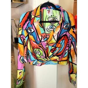 Live 4 Truth Abstract Art Long Sleeve Blouse Womens XL Picasso Style 10-16